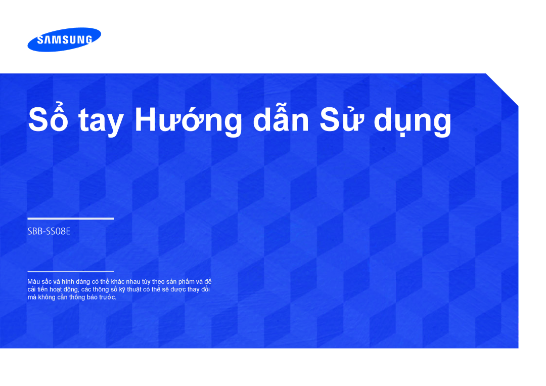 Samsung SBB-SS08EL1/XY manual Sổ tay Hướng dẫn Sử dụng 