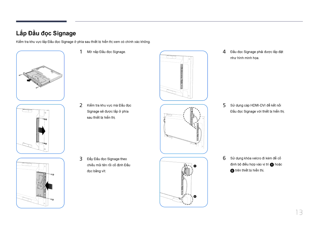 Samsung SBB-SS08EL1/XY manual Lắp Đầu đọ̣c Signage 