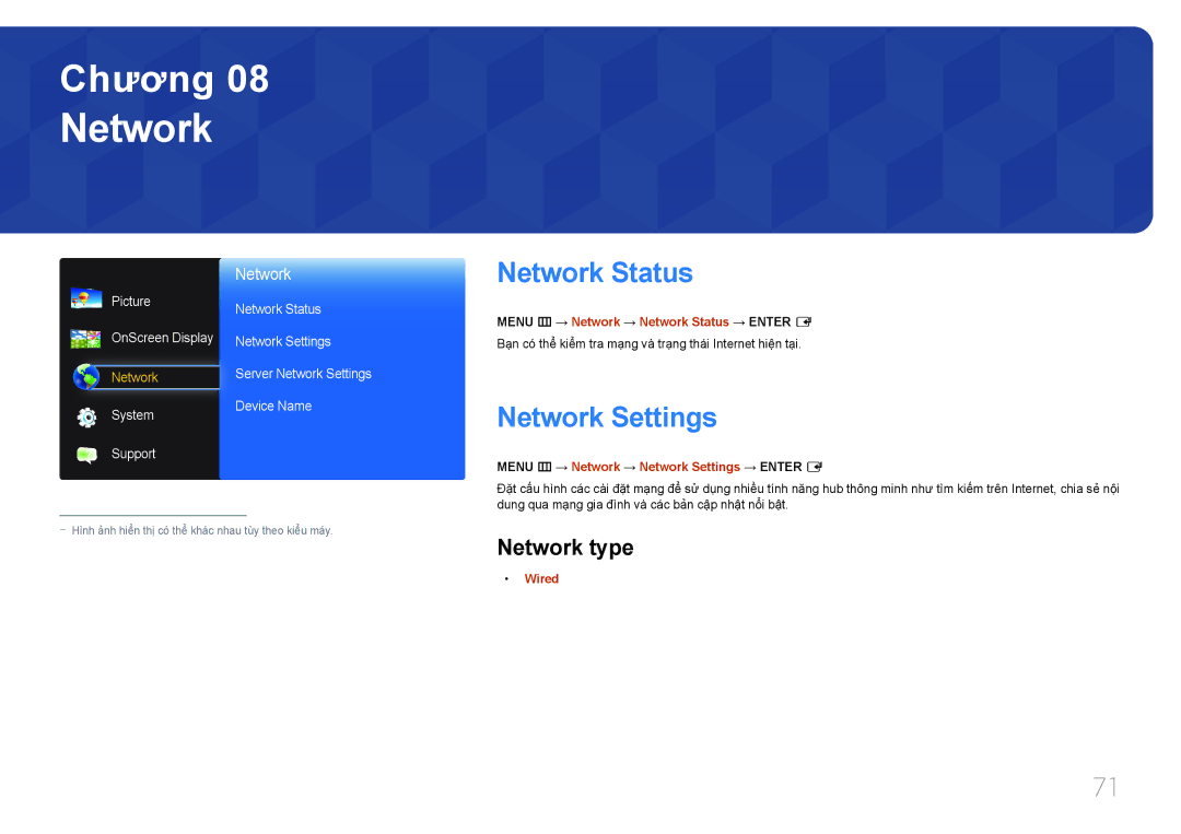 Samsung SBB-SS08EL1/XY manual Network Settings, Network type 