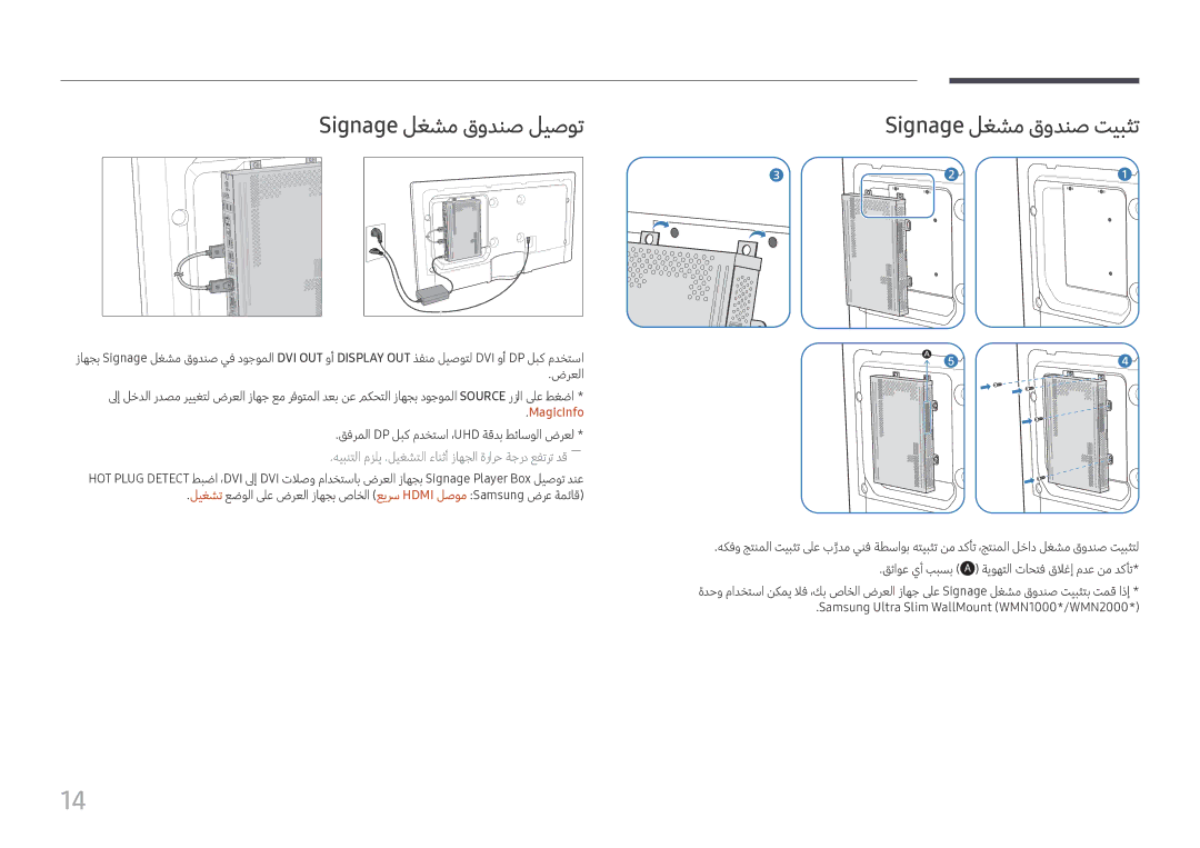 Samsung SBB-SS08FL1/EN, SBB-SS08FL1/NG manual Signage لغشم قودنص ليصوت Signage لغشم قودنص تيبثت, MagicInfo 