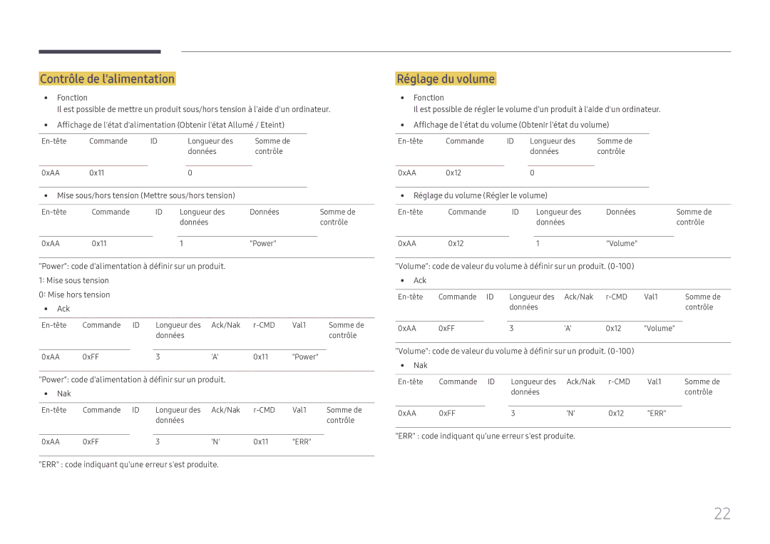 Samsung SBB-SS08FL1/EN manual Contrôle de lalimentation, Réglage du volume 