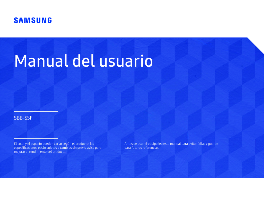 Samsung SBB-SS08FL1/EN manual Manual del usuario 