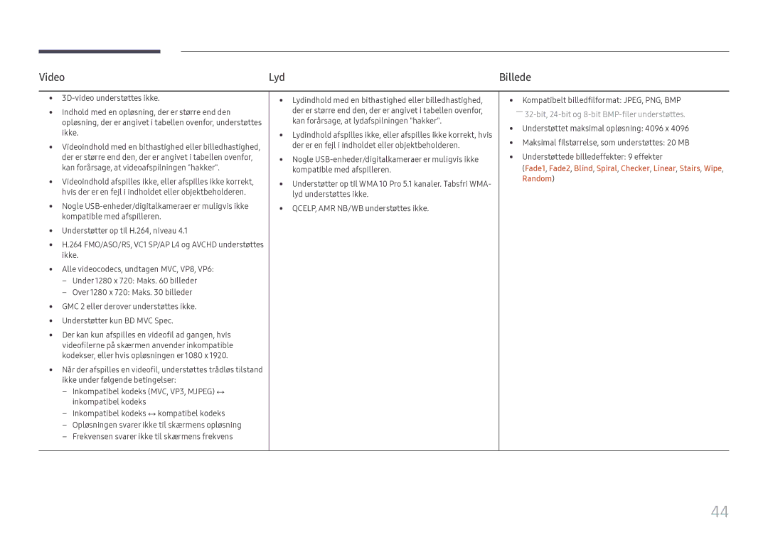 Samsung SBB-SS08FL1/EN manual Video Lyd, Billede 