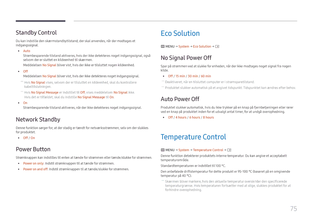 Samsung SBB-SS08FL1/EN manual Eco Solution, Temperature Control 