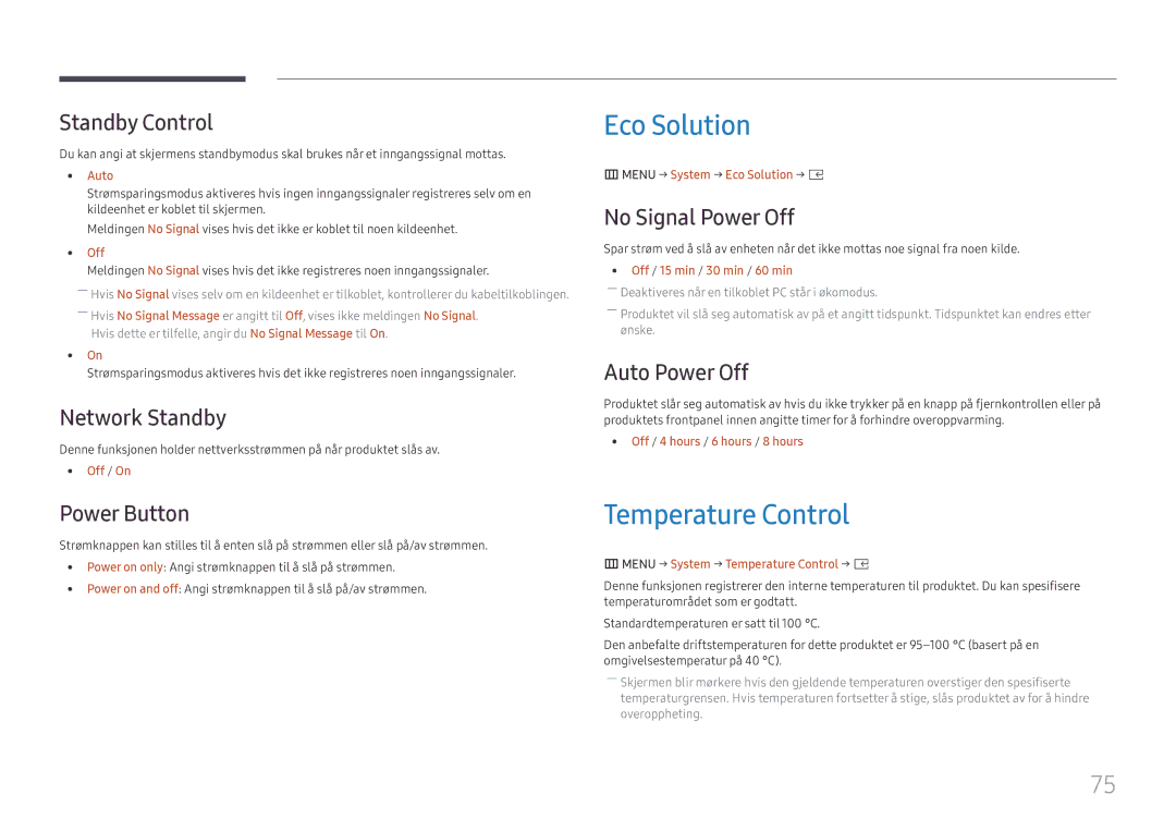 Samsung SBB-SS08FL1/EN manual Eco Solution, Temperature Control 