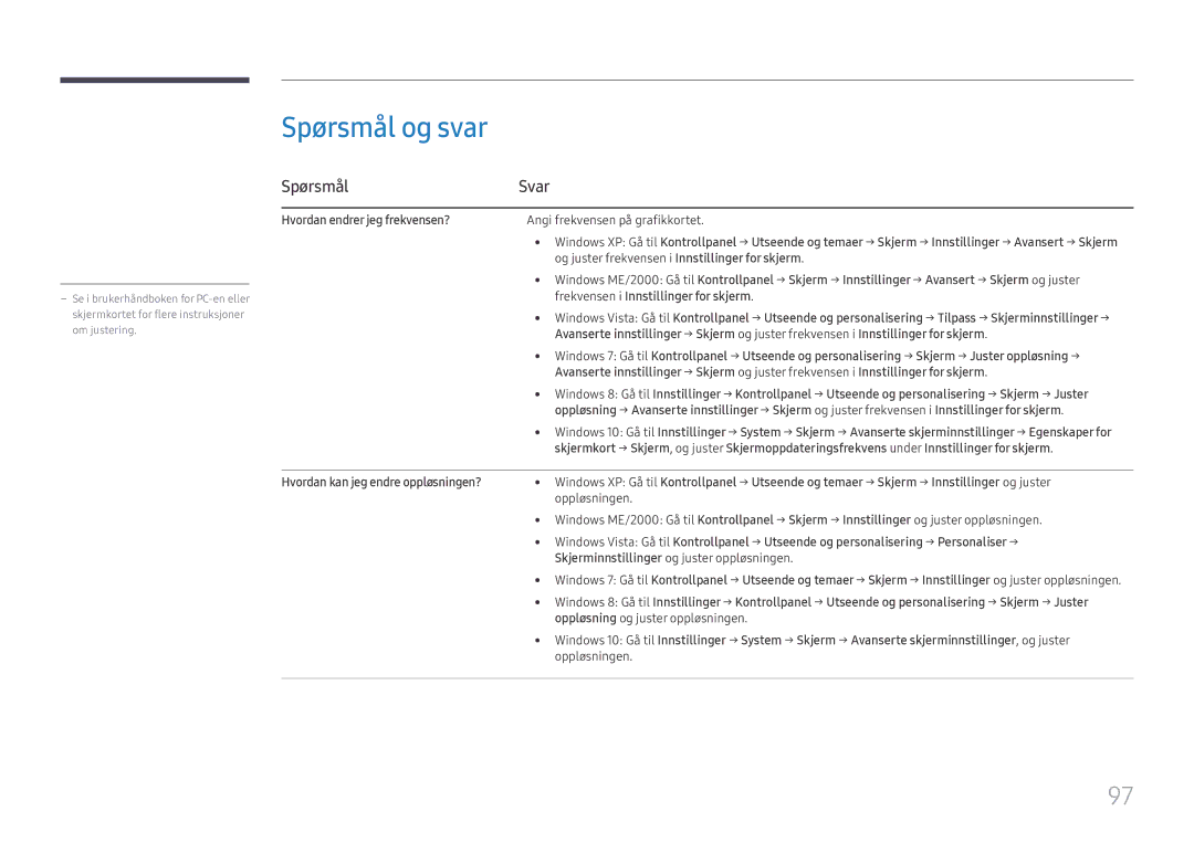 Samsung SBB-SS08FL1/EN manual Spørsmål og svar, Spørsmål Svar, Hvordan endrer jeg frekvensen? 