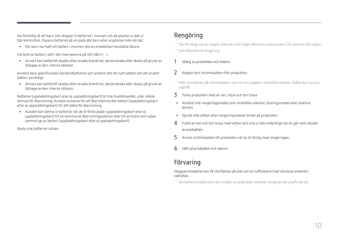 Samsung SBB-SS08FL1/EN manual Rengöring, Förvaring, Stäng av produkten och datorn 