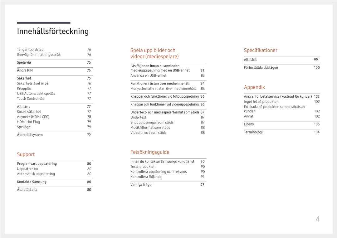 Samsung SBB-SS08FL1/EN manual Specifikationer 