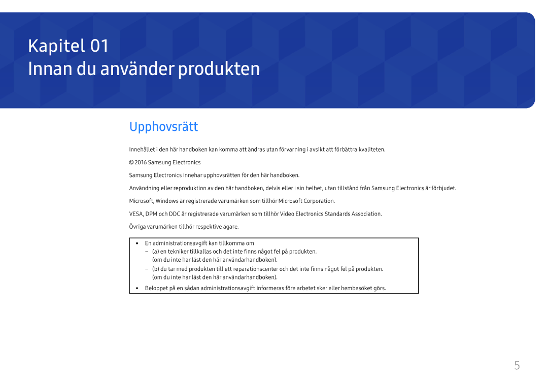 Samsung SBB-SS08FL1/EN manual Innan du använder produkten, Upphovsrätt 