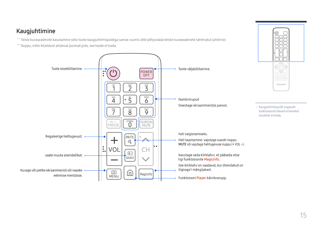 Samsung SBB-SS08FL1/EN manual Kaugjuhtimine 