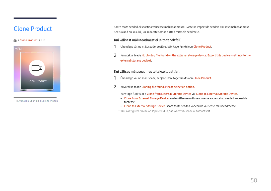 Samsung SBB-SS08FL1/EN manual → Clone Product → E, External storage device? 