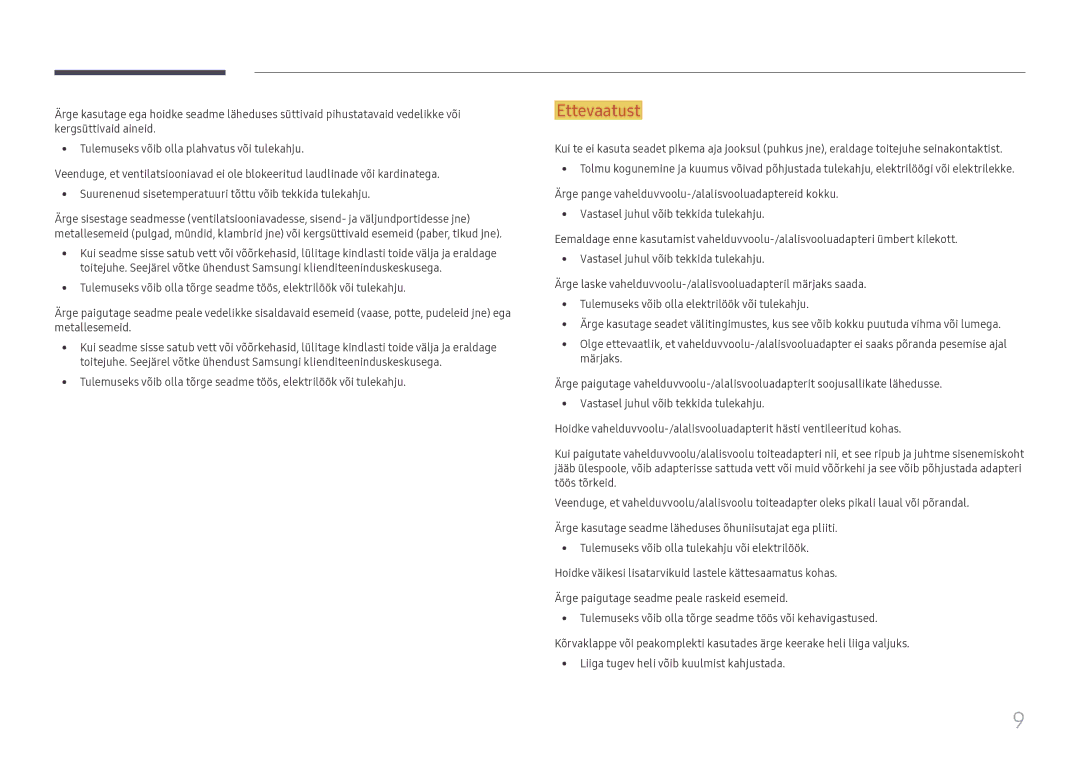 Samsung SBB-SS08FL1/EN manual Ettevaatust 