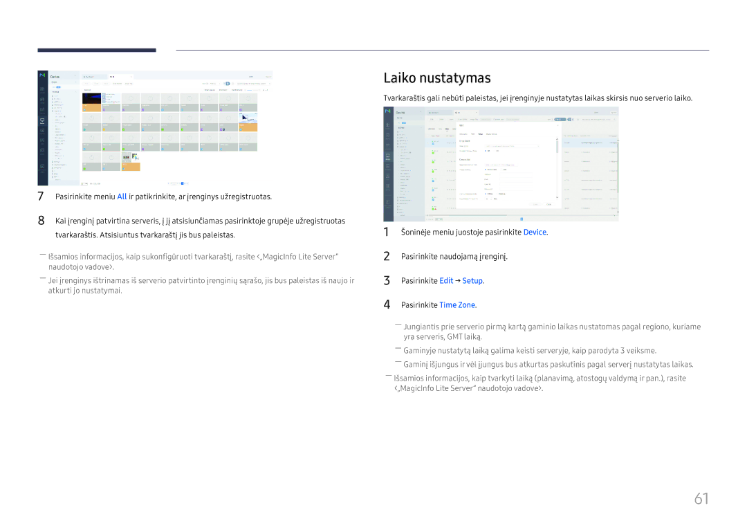 Samsung SBB-SS08FL1/EN manual Laiko nustatymas 