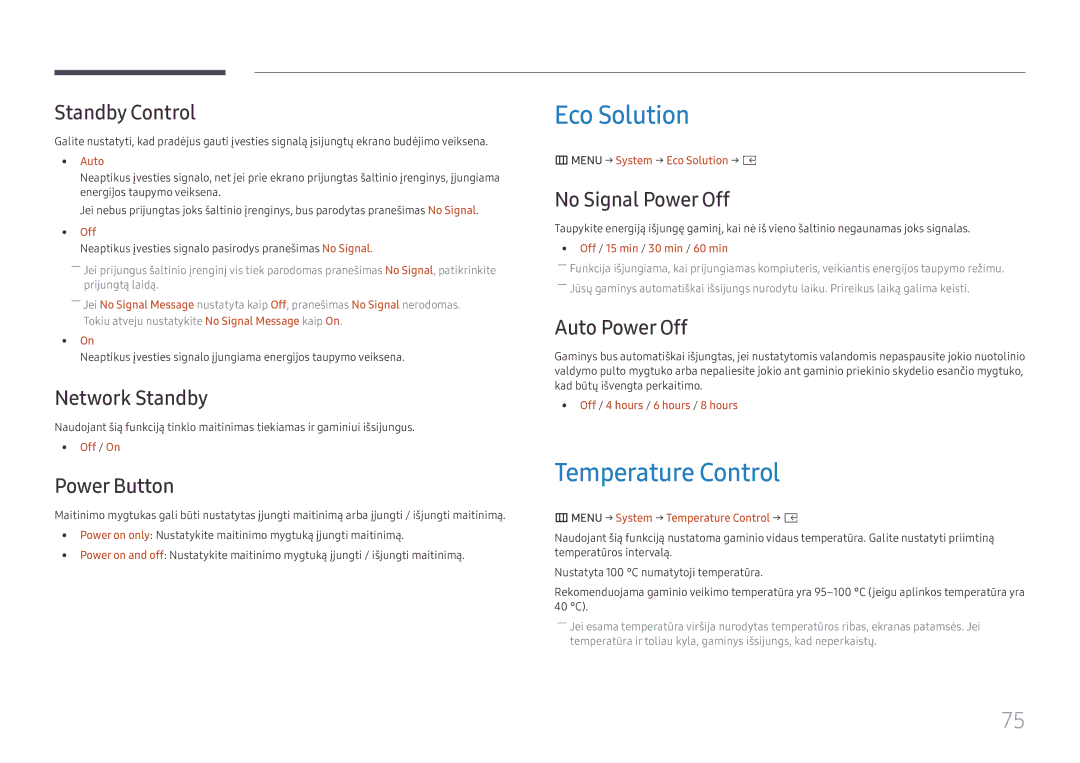 Samsung SBB-SS08FL1/EN manual Eco Solution, Temperature Control 