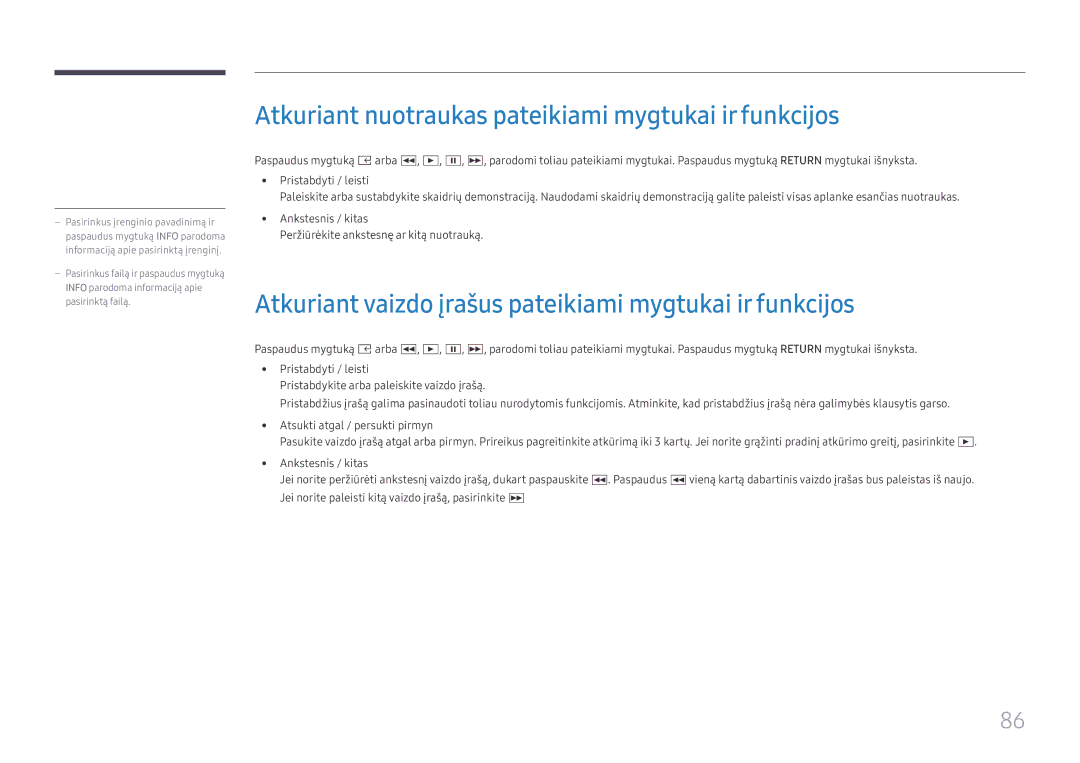 Samsung SBB-SS08FL1/EN manual Atkuriant nuotraukas pateikiami mygtukai ir funkcijos 