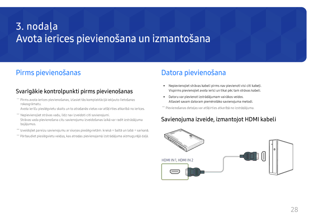 Samsung SBB-SS08FL1/EN manual Avota ierīces pievienošana un izmantošana, Pirms pievienošanas, Datora pievienošana 