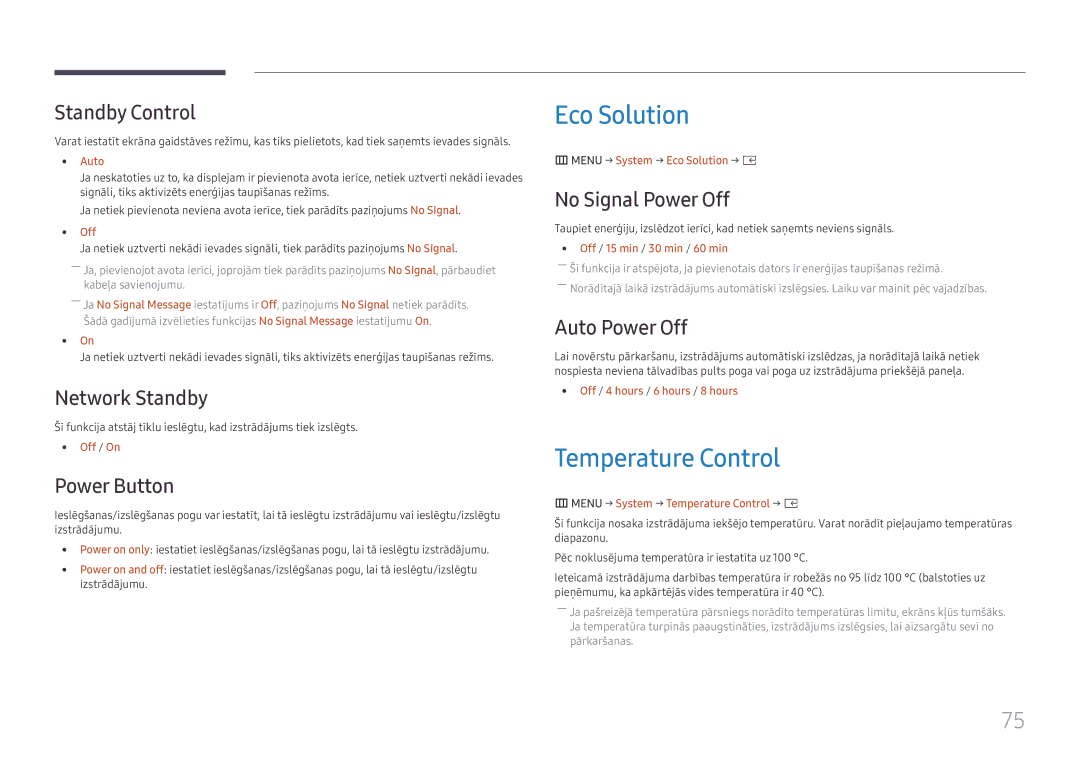 Samsung SBB-SS08FL1/EN manual Eco Solution, Temperature Control 