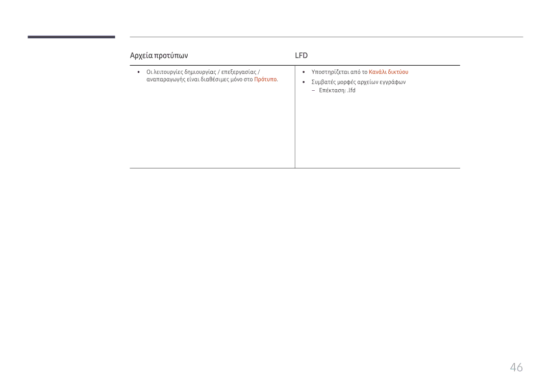 Samsung SBB-SS08FL1/EN manual Αρχεία προτύπων, Lfd 