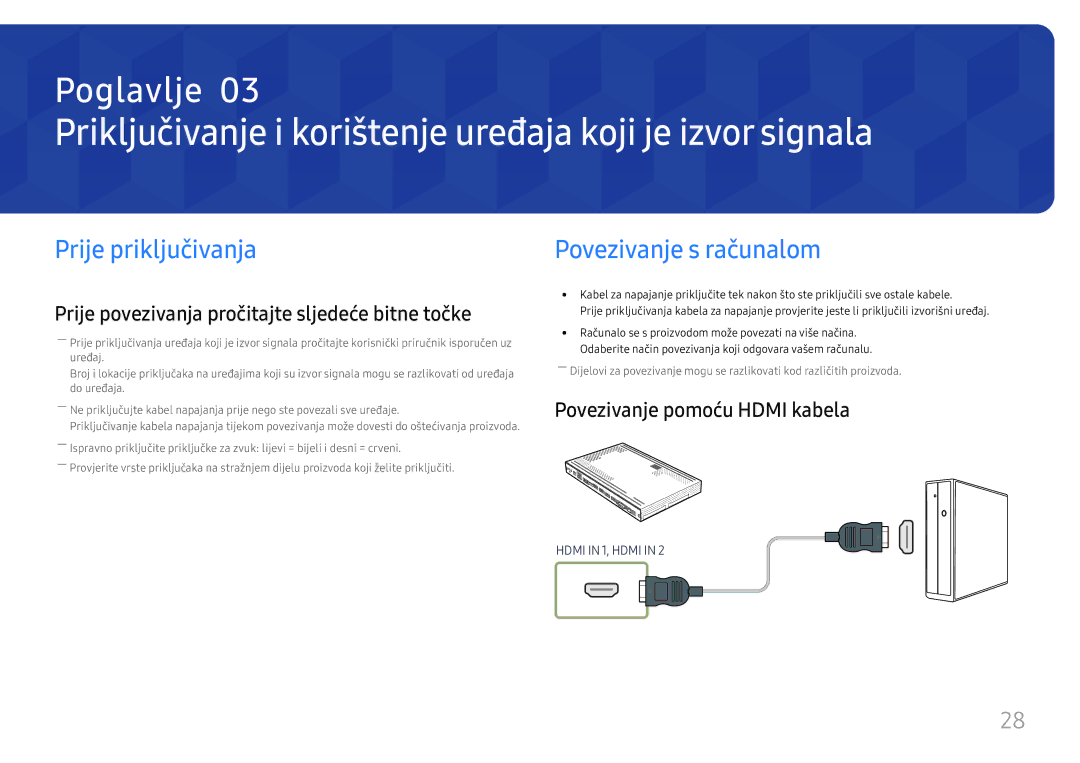 Samsung SBB-SS08FL1/EN manual Priključivanje i korištenje uređaja koji je izvor signala, Prije priključivanja 