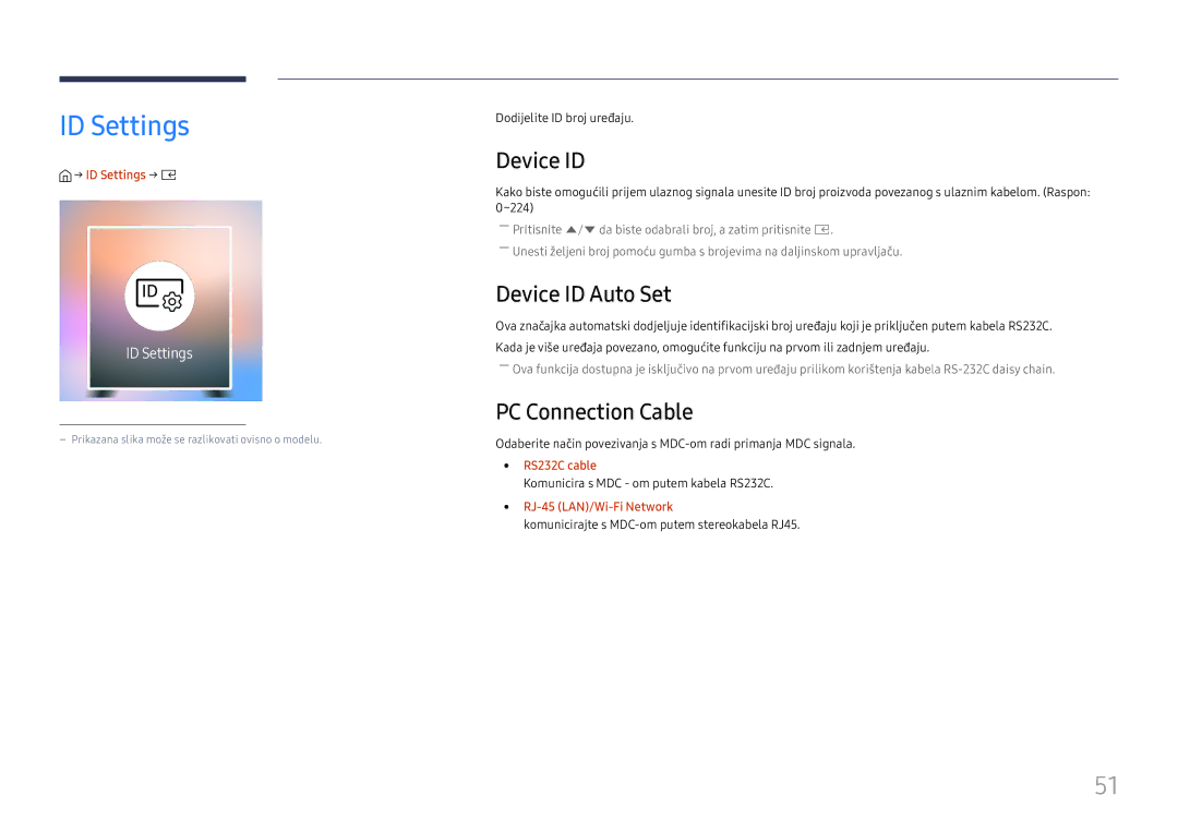 Samsung SBB-SS08FL1/EN manual ID Settings, Device ID Auto Set, PC Connection Cable 