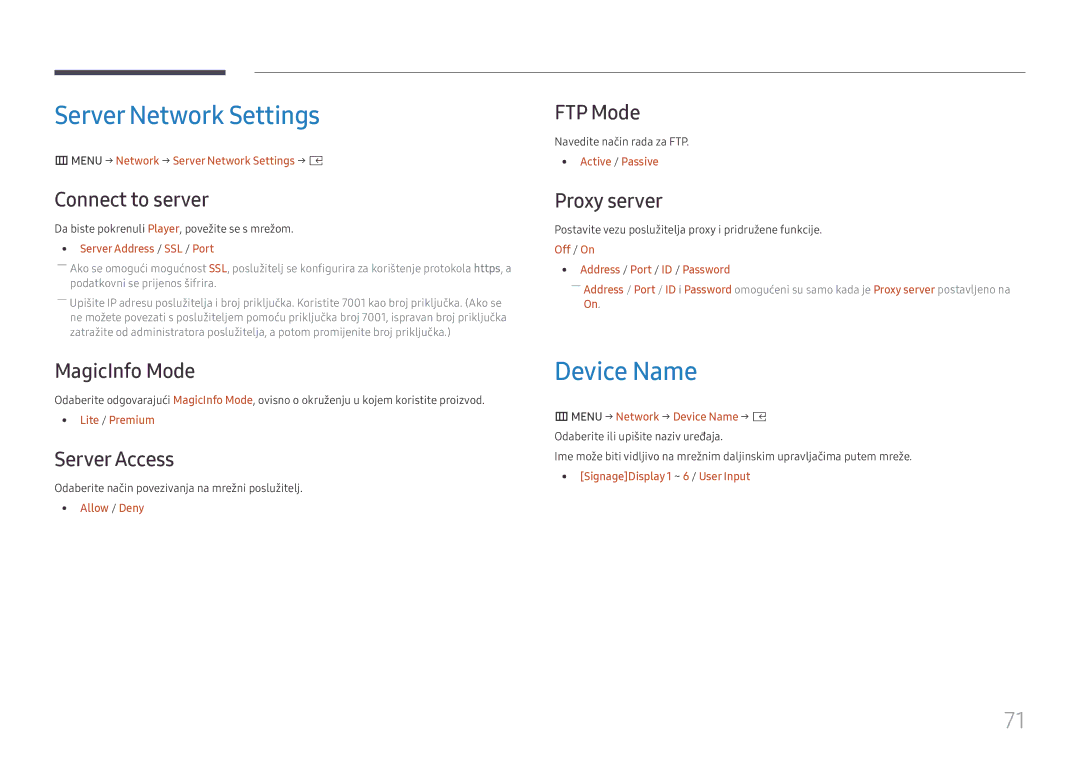 Samsung SBB-SS08FL1/EN manual Server Network Settings, Device Name 