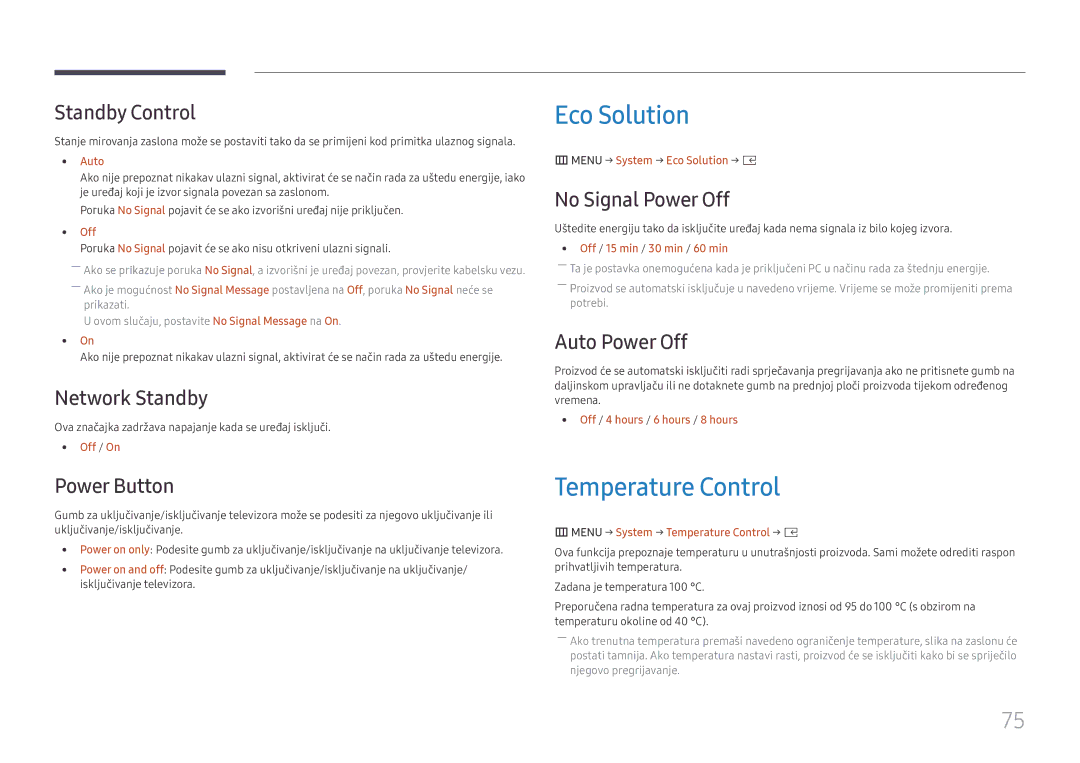 Samsung SBB-SS08FL1/EN manual Eco Solution, Temperature Control 