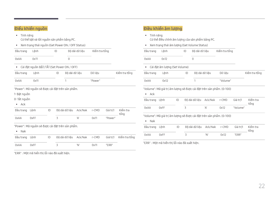 Samsung SBB-SS08FL1/XY manual Điểu khiển nguồ̀n, Điề̀u khiển âm lượ̣ng 