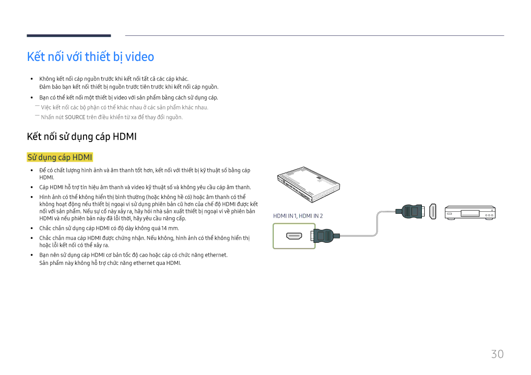 Samsung SBB-SS08FL1/XY manual Kêt nôi vơi thiêt bị video, Sử dụng cáp Hdmi 