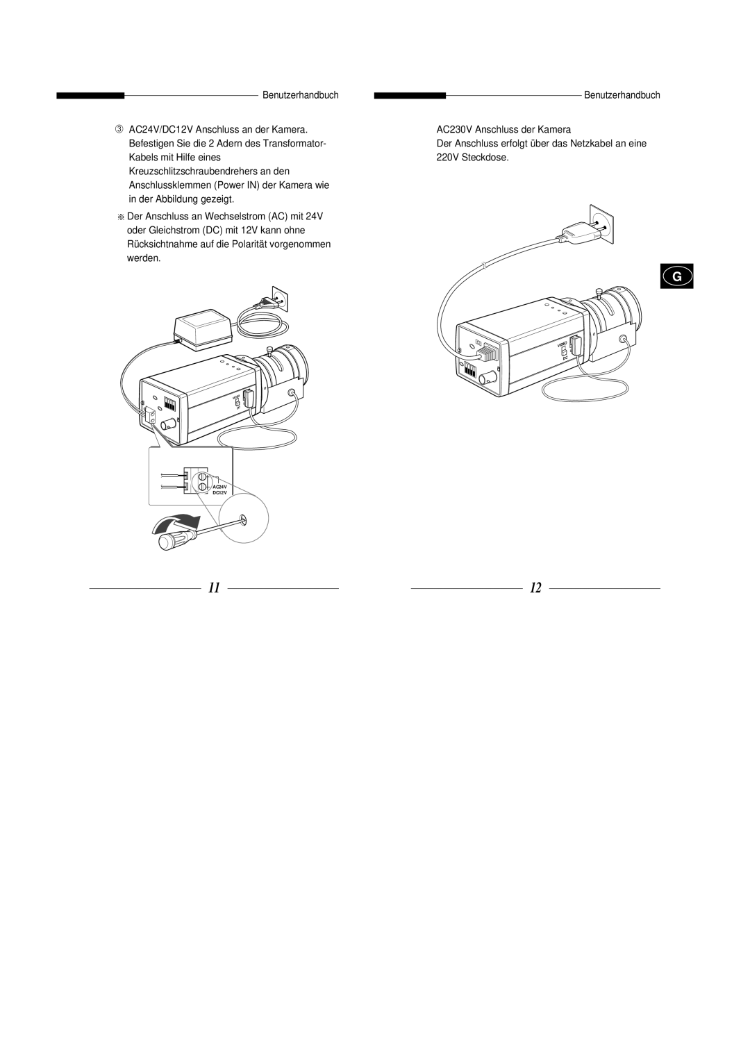 Samsung SBC-300AP, SBC-301AP manual Der Anschluss erfolgt über das Netzkabel an eine 