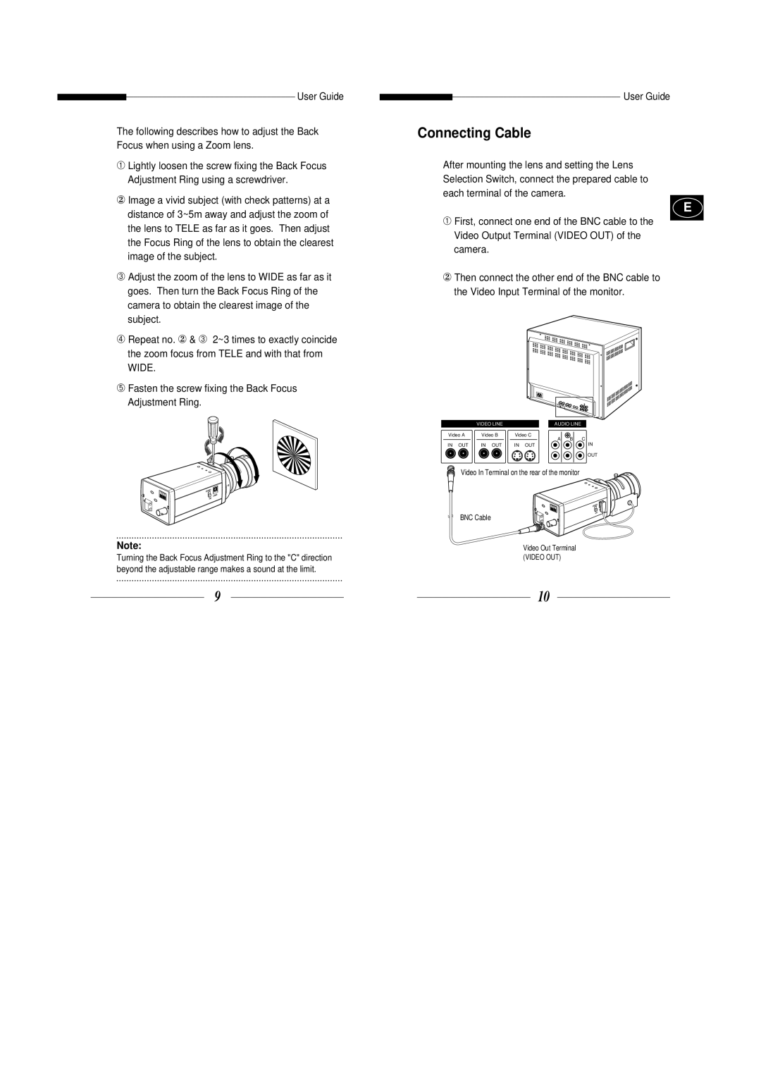 Samsung SBC-301AP, SBC-300AP manual Connecting Cable, Wide 