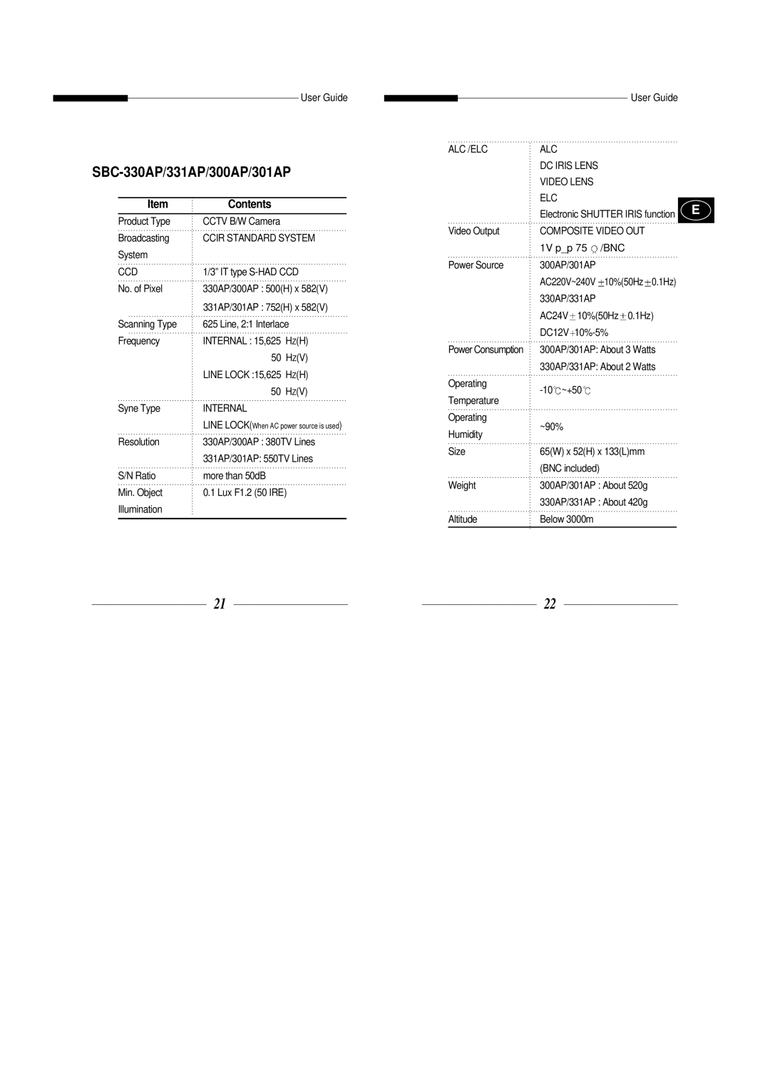 Samsung SBC-301AP, SBC-300AP, SBC-330AN, SBC-331AP/XEV manual SBC-330AP/331AP/300AP/301AP 