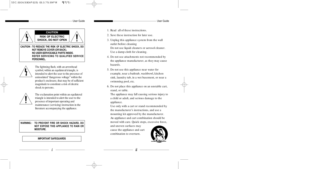 Samsung SBC-300AP, SBC-301AP manual User Guide, Manuel de l’utilisateur, Benutzerhandbuch, Guía del usuario, Manuale d’uso 