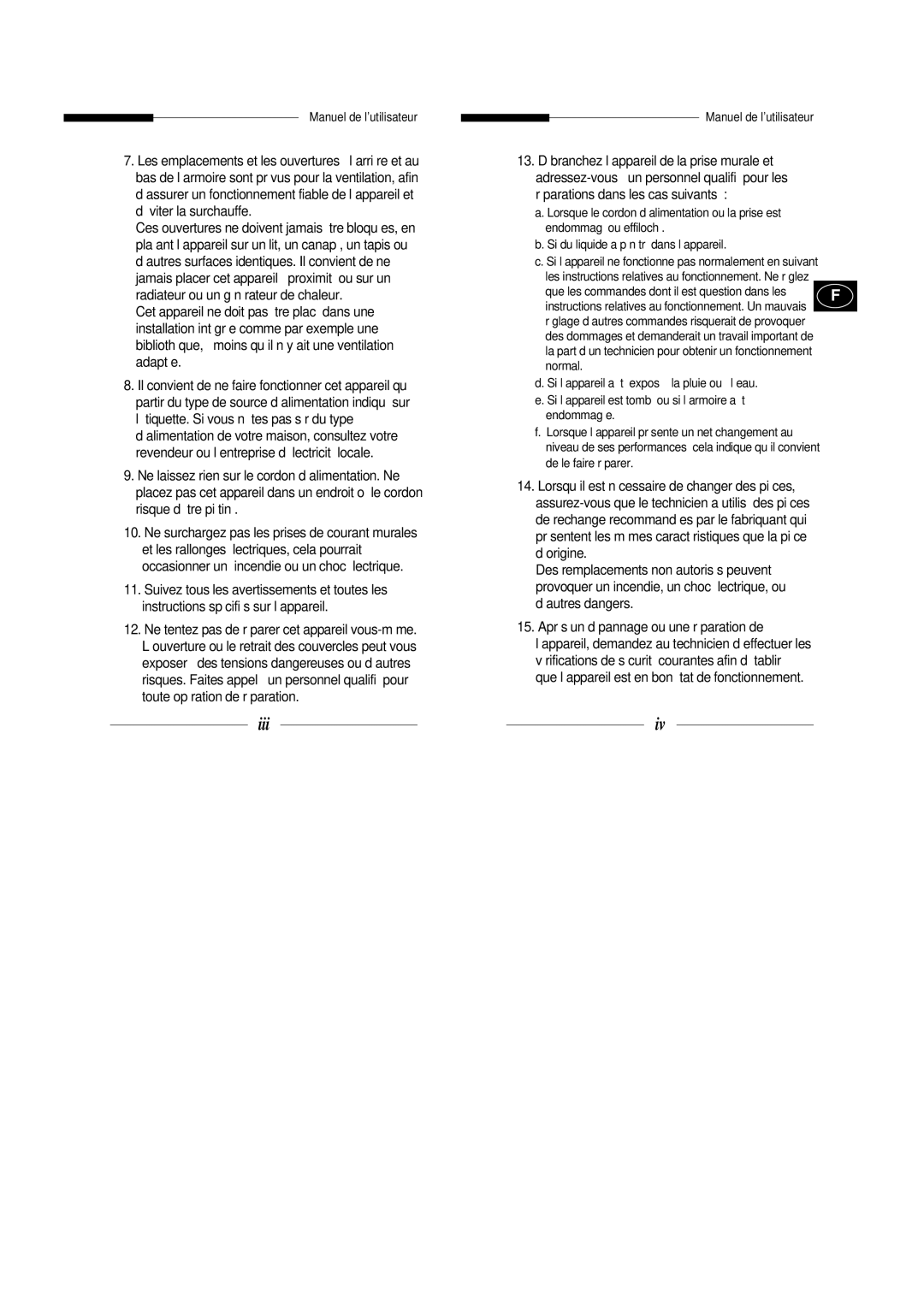 Samsung SBC-331AP/XEV manual Que les commandes dont il est question dans les 