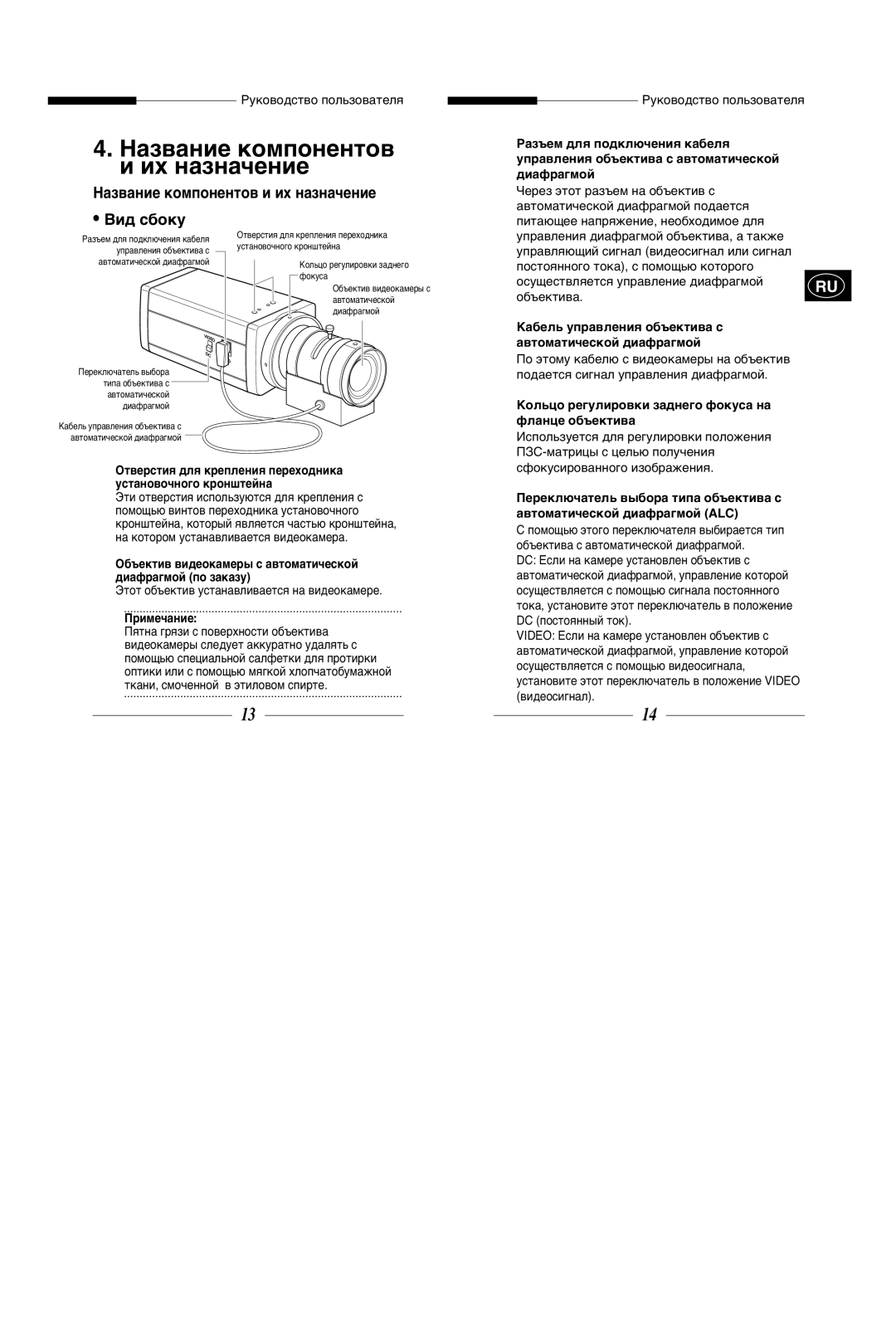 Samsung SBC-331AP manual ‡Á‚‡ÌËÂ ÍÓÏÔÓÌÂÌÚÓ‚ Ë Ëı Ì‡ÁÌ‡˜ÂÌËÂ, ¬Ë‰ Ò·Óíû, Óòû˘Âòú‚Îˇâúòˇ Ûô‡‚Îâìëâ ‰Ë‡Ù‡„Ïóè Ru Ó·˙Âíúë‚‡ 