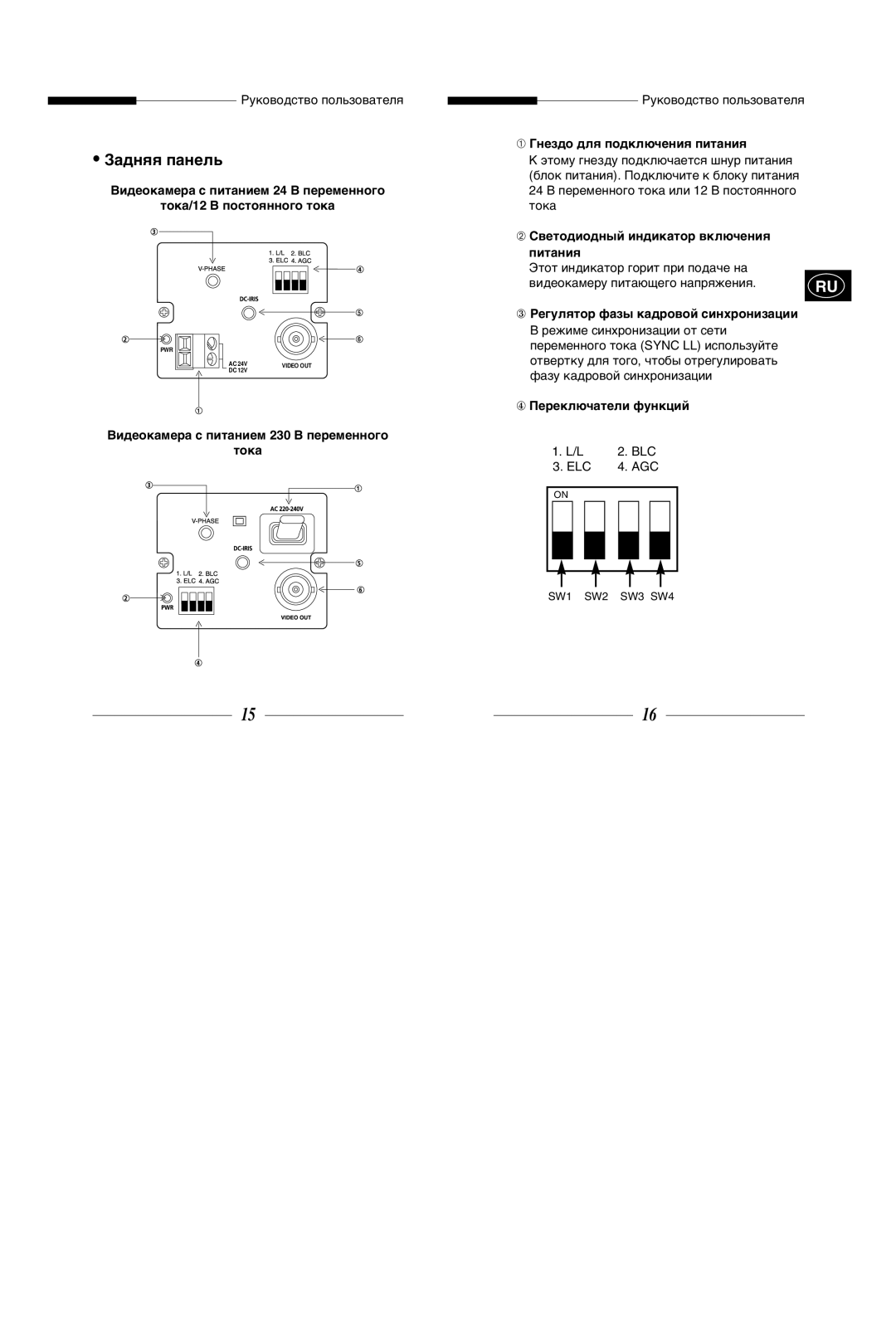 Samsung SBC-331AP/XEV manual «‡‰Ìˇˇ Ô‡Ìâî¸, ¬Ë‰ÂÓÍ‡ÏÂ‡ Ò ÔËÚ‡ÌËÂÏ 24 ¬ ÔÂÂÏÂÌÌÓ„Ó, ›Úóú Ëì‰Ëí‡Úó „Óëú Ôë Ôó‰‡˜Â Ì‡ 