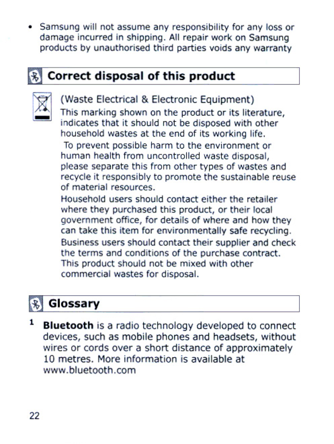 Samsung SBH170 manual 