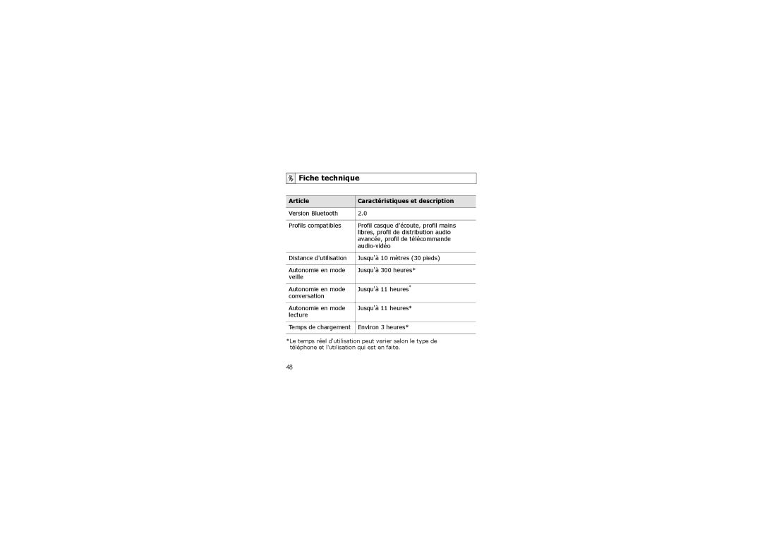 Samsung 649E-SBH600, B013420, A3LSBH600 manual Fiche technique, Article Caractéristiques et description 