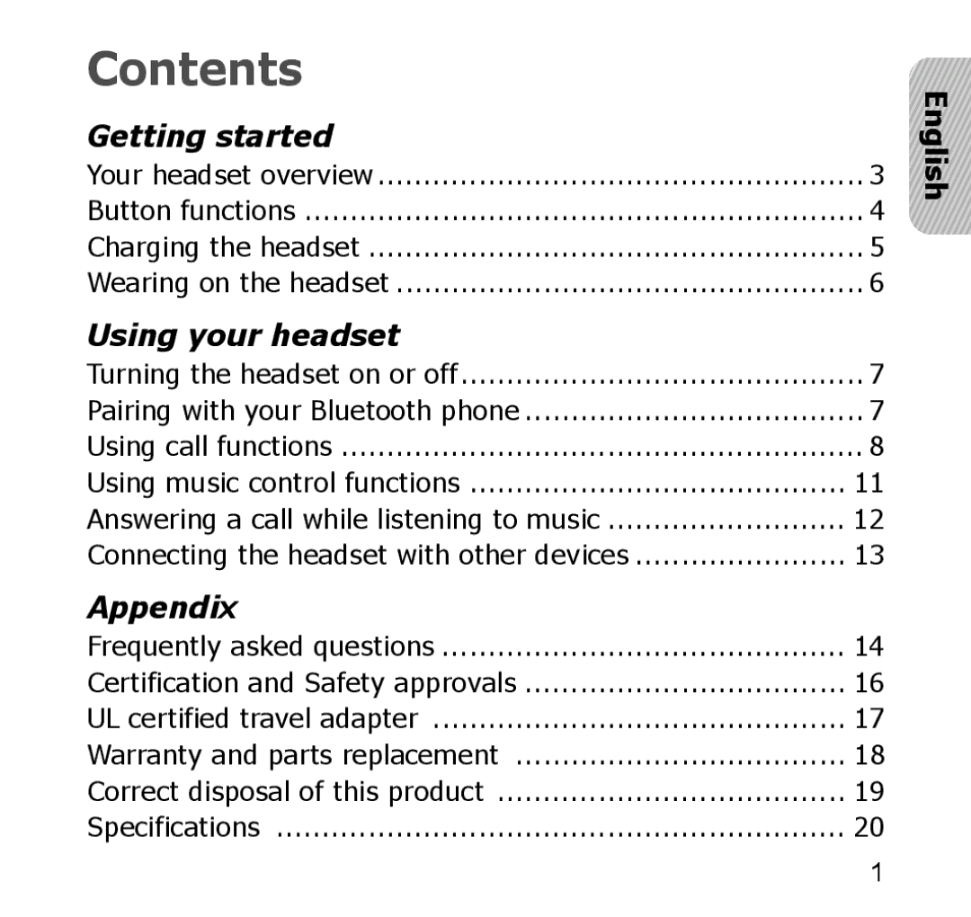 Samsung SBH650 manual Contents 