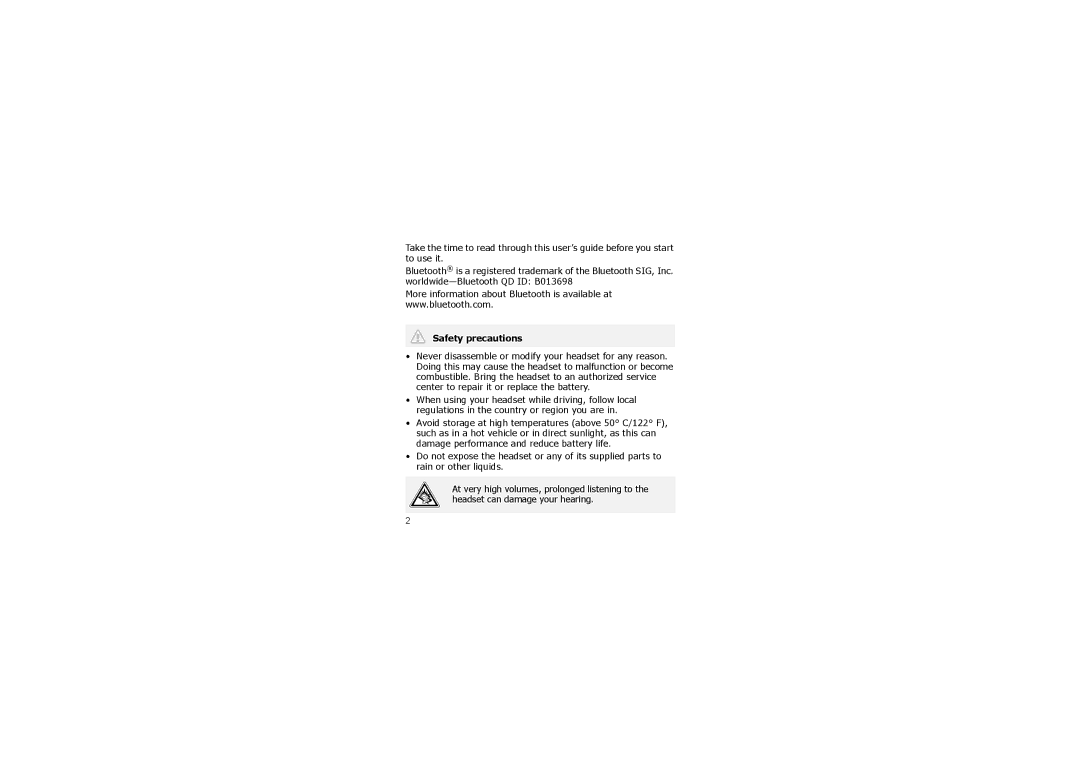 Samsung SBH700 manual Safety precautions 