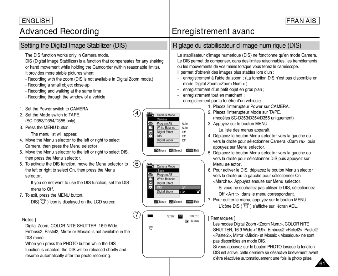 Samsung SC- D354 manuel dutilisation Camera , then press the Menu selector 