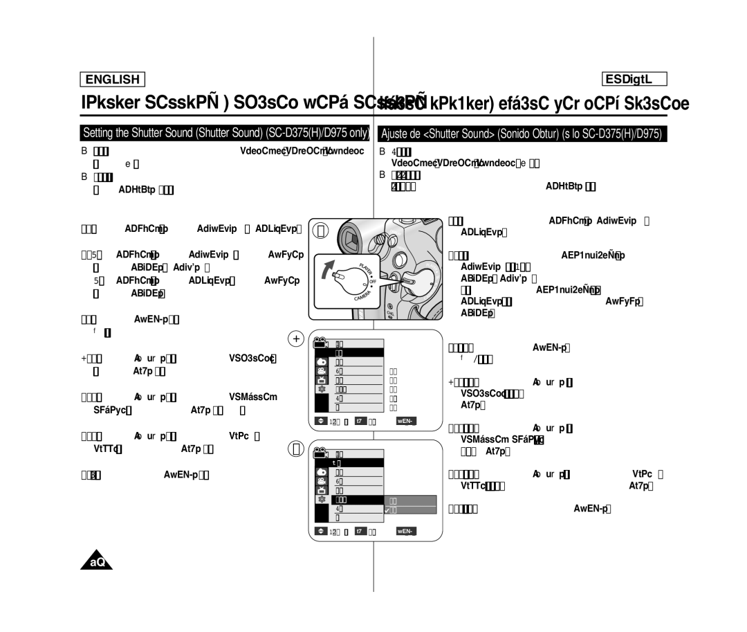 Samsung SC- D375(H) manual Ajuste de Shutter Sound Sonido Obtur sólo SC-D375H/D975, Off, then press the OK button 
