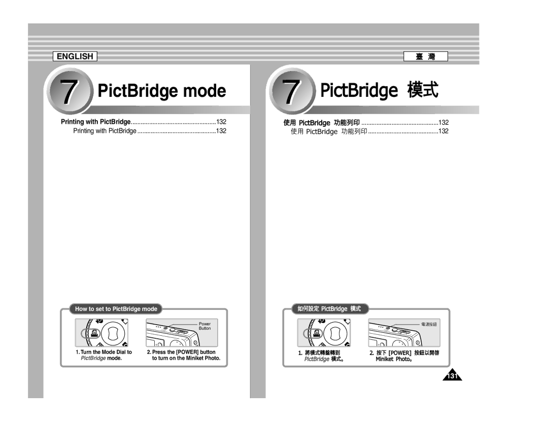 Samsung SC- MS10, SC- MS11, SC- MS15 manual PictBridge mode, 131 