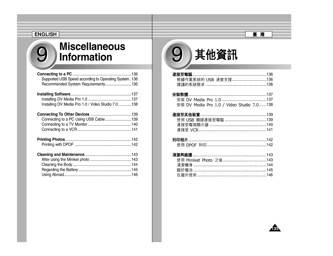 Samsung SC- MS10, SC- MS11, SC- MS15 manual Information, 135 