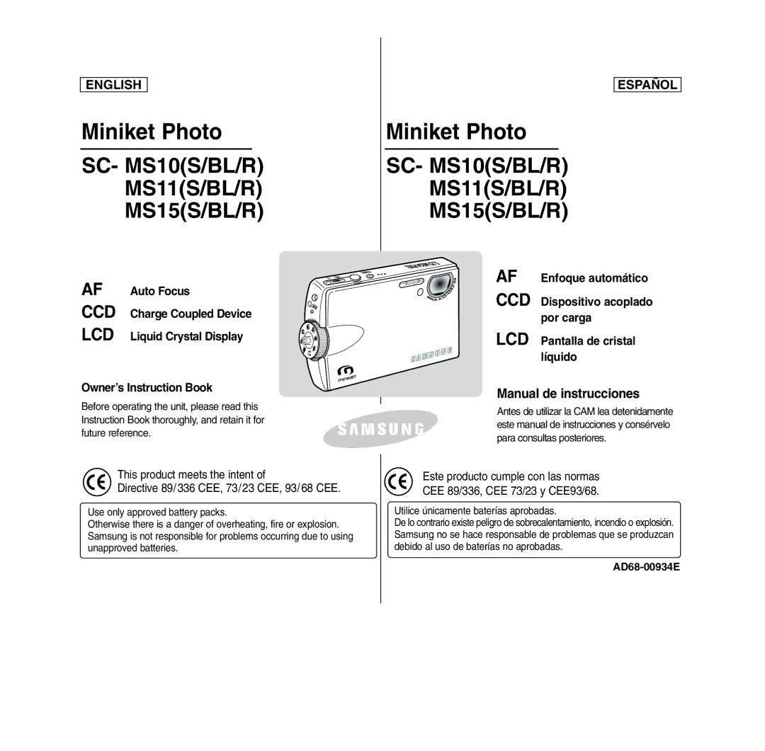 Samsung MS11(S/BL/R), SC- MS10(S/BL/R), MS15(S/BL/R) manual Manual de instrucciones, Utilice únicamente baterías aprobadas 