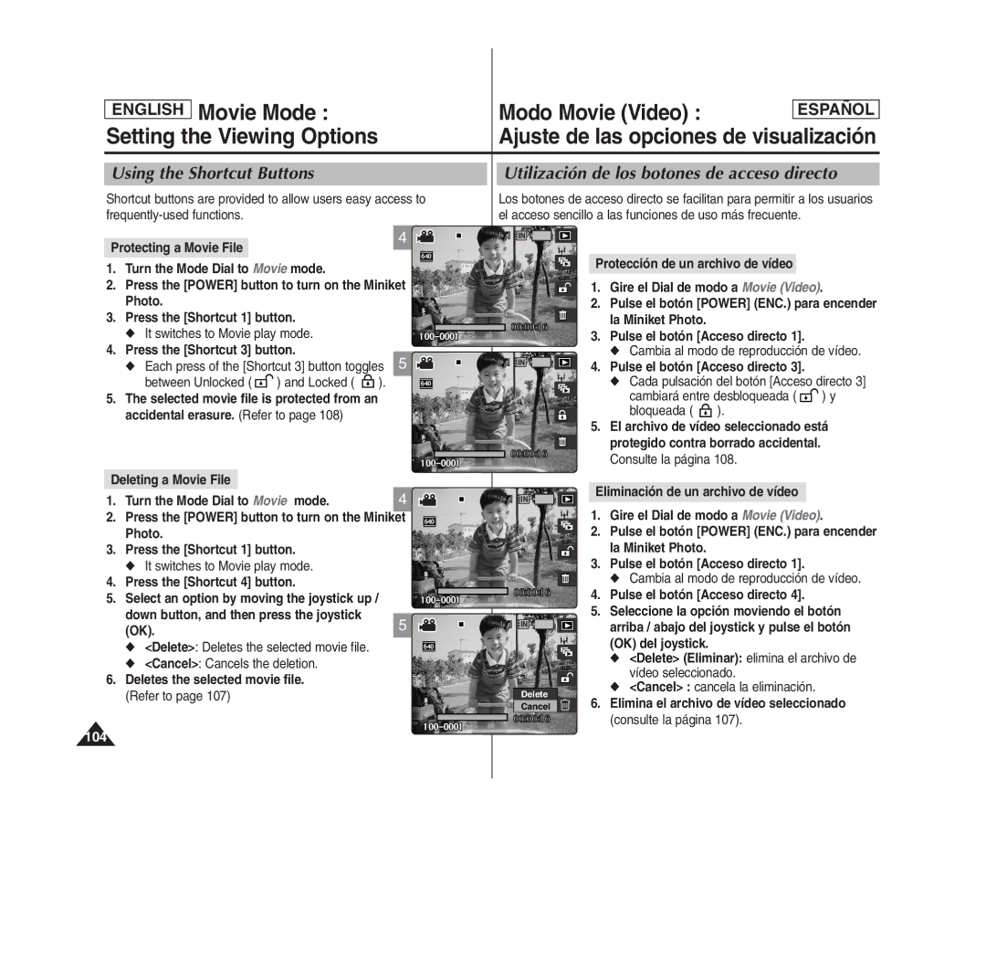 Samsung MS15(S/BL/R), SC- MS10(S/BL/R), MS11(S/BL/R) manual Protecting a Movie File, Between Unlocked and Locked, OK.5 