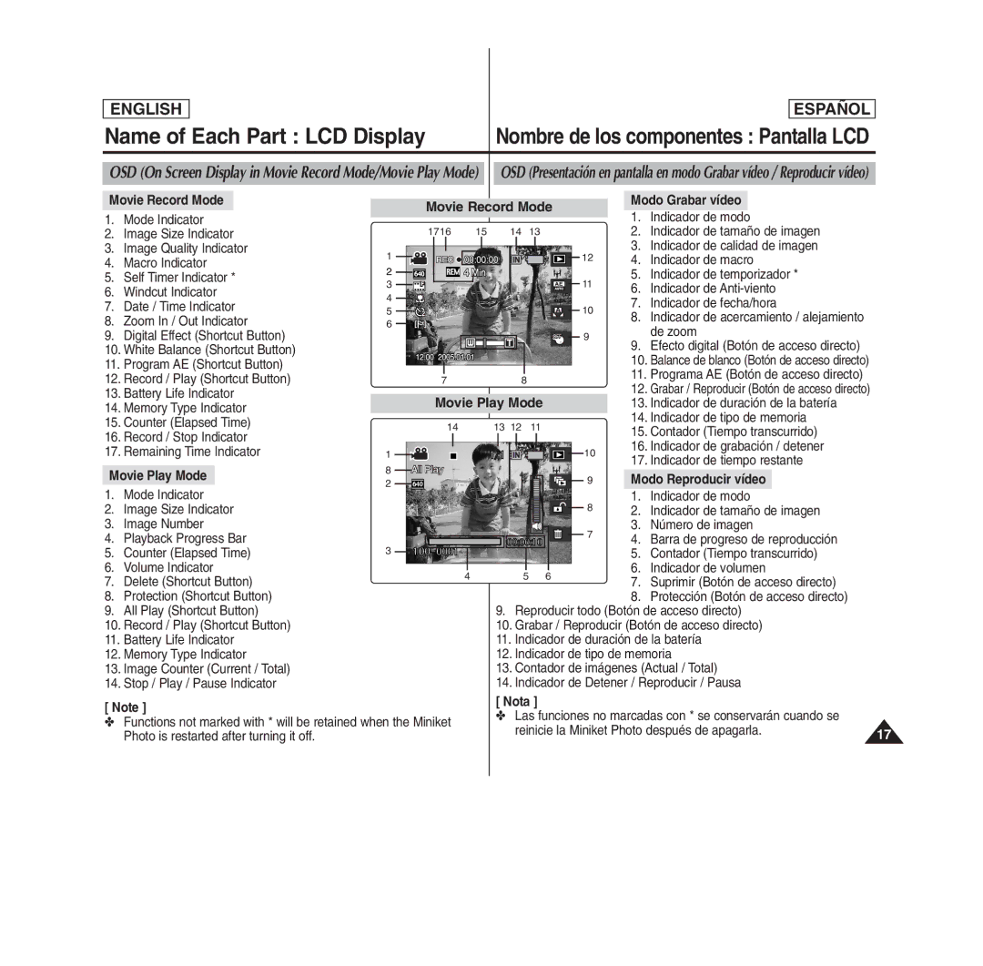 Samsung MS15(S/BL/R), SC- MS10(S/BL/R), MS11(S/BL/R) manual Movie Play Mode, Nota 