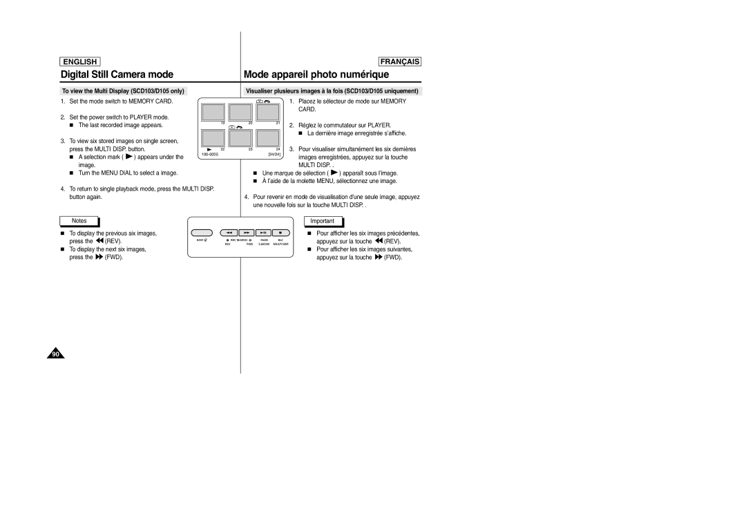 Samsung SC-D103 manual To view the Multi Display SCD103/D105 only 