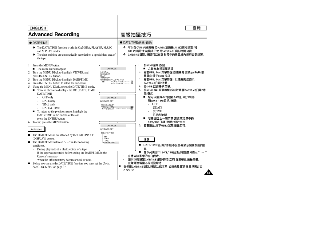 Samsung SC-D23 manual Date/Time 