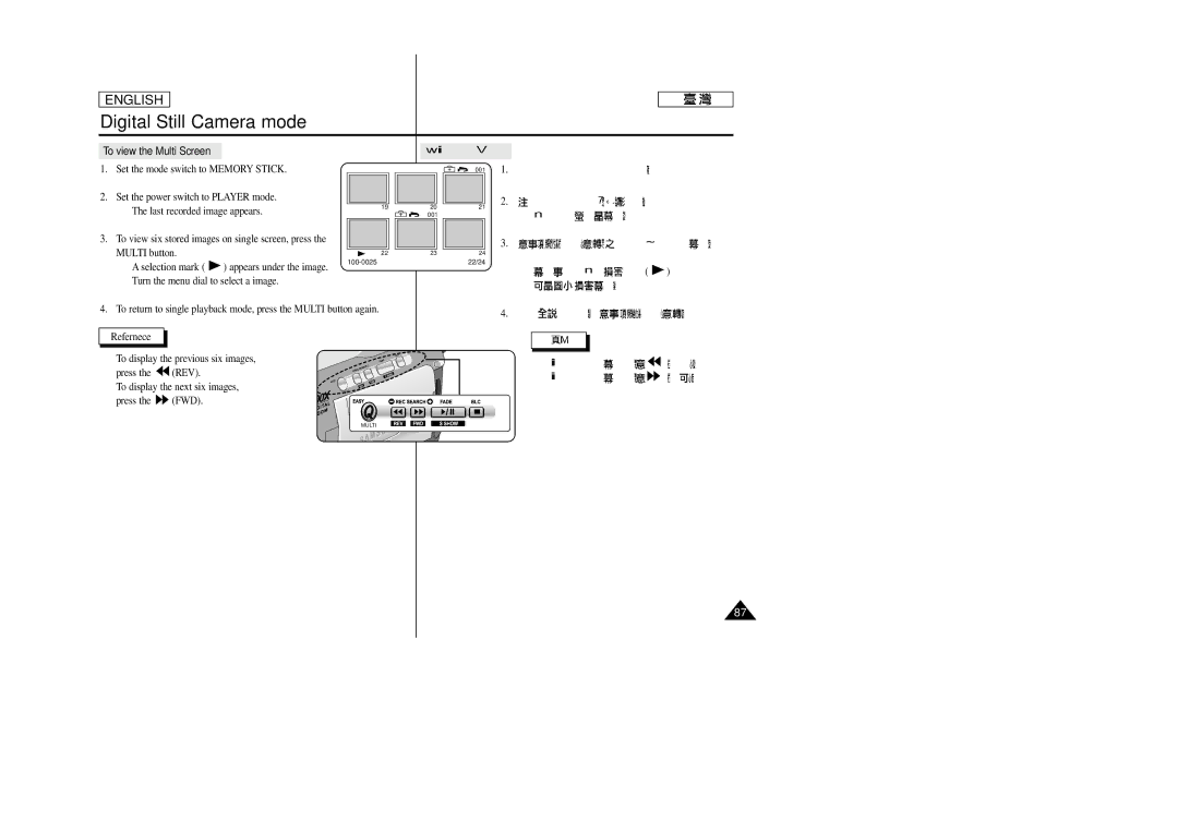 Samsung SC-D23 manual To view the Multi Screen 