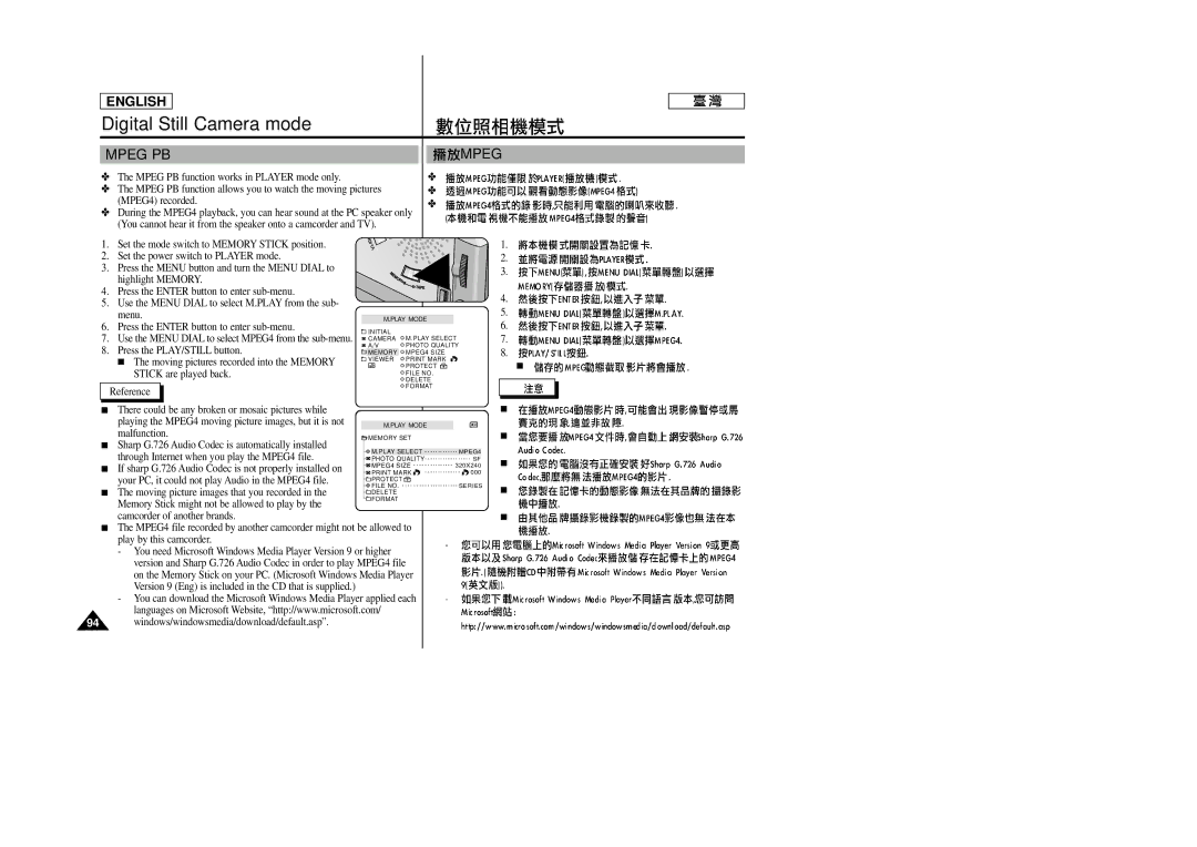 Samsung SC-D23 manual Mpeg PB 